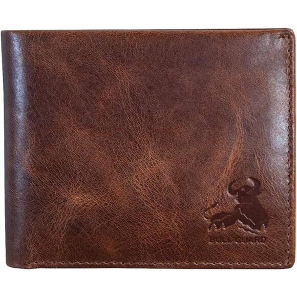 RFID Blocking Bifold Wallet Soft Genuine Leather Brown Western - Picture 1 of 7